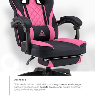 Foto 5 | Silla Gamer Playfever Omega Escritorio Ergonómica Reclinable Negro Rosa
