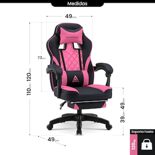 Foto 7 | Silla Gamer Playfever Omega Escritorio Ergonómica Reclinable Negro Rosa