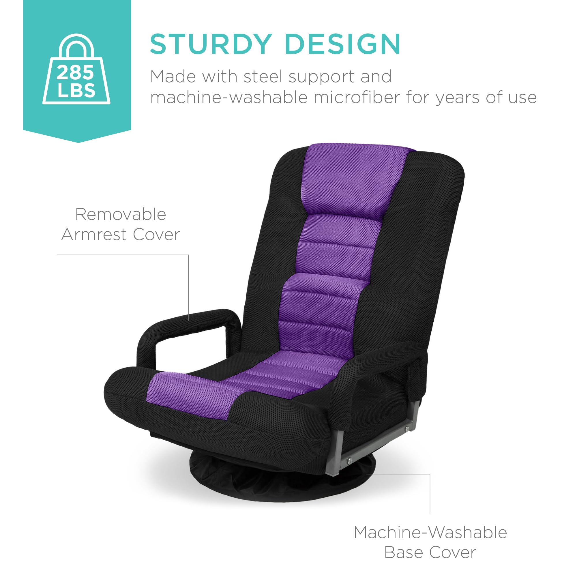 Foto 6 pulgar | Silla Para Videojuegos Best Choice Products, Gira 360° Con Soporte Lumbar - Venta Internacional.