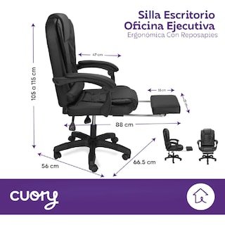 Foto 2 | Silla Escritorio Oficina Ejecutiva Ergonómica Con Reposapies