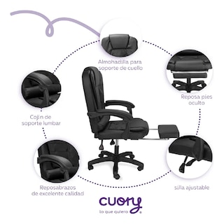 Foto 3 | Silla Escritorio Oficina Ejecutiva Ergonómica Con Reposapies