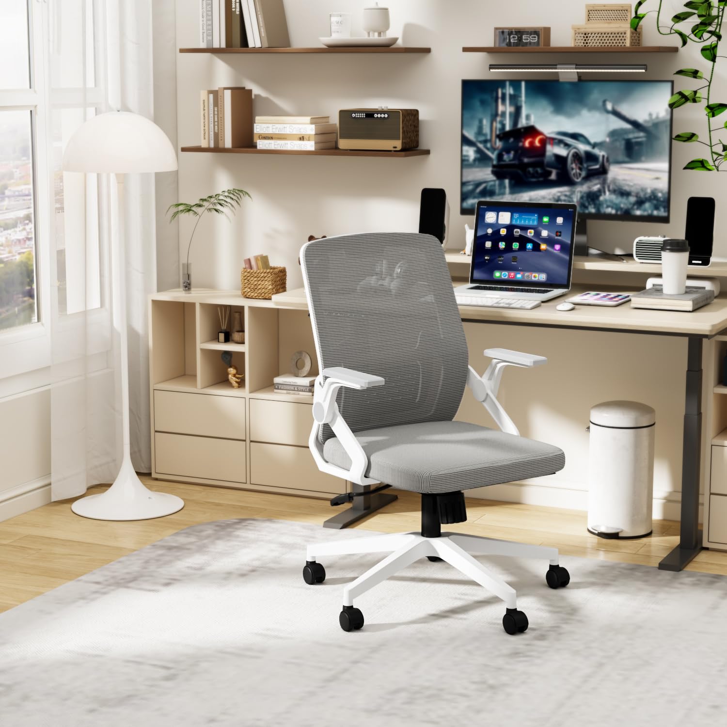 Foto 5 | Silla De Oficina Furniturer Mill Gris 62 X 59 X 93 - 100 Cm