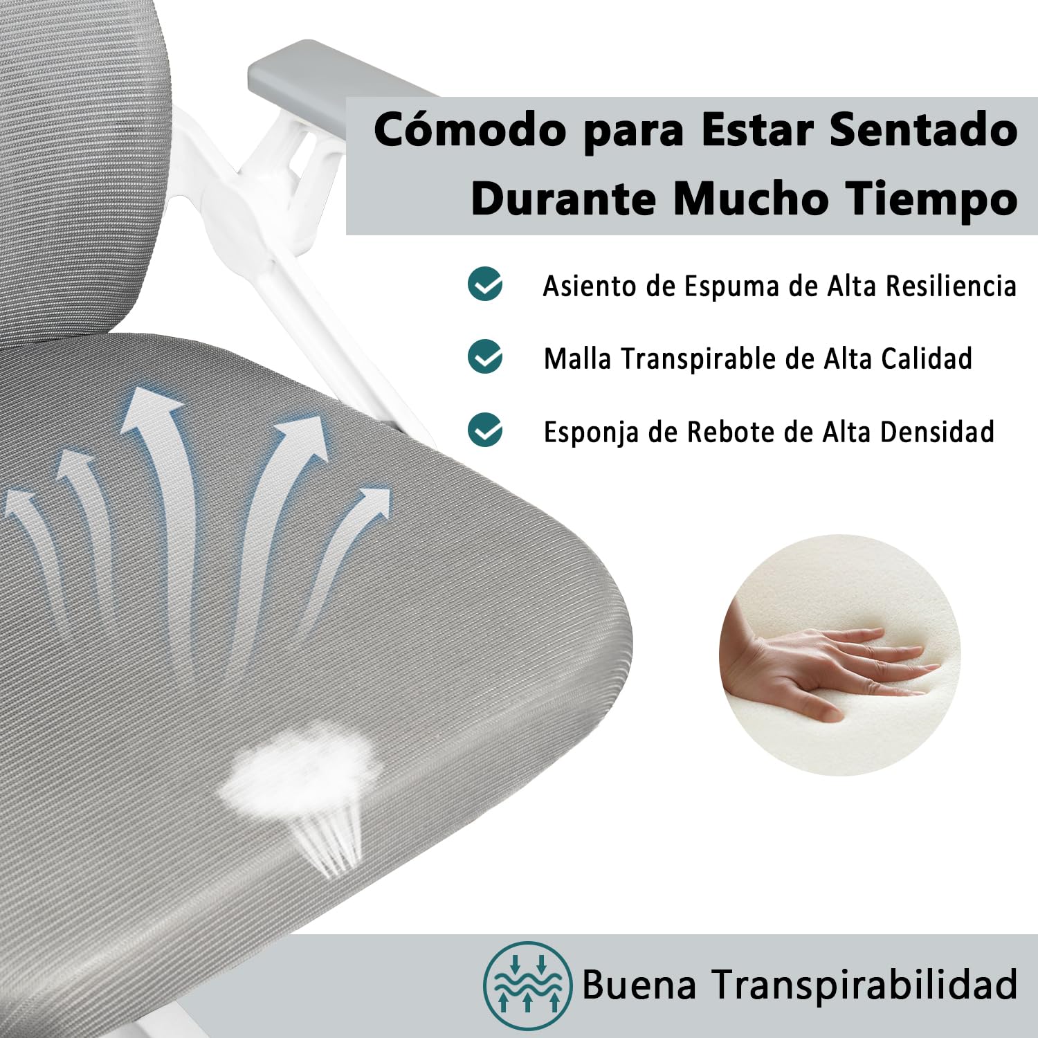 Foto 7 pulgar | Silla De Oficina Furniturer Mill Gris 62 X 59 X 93 - 100 Cm