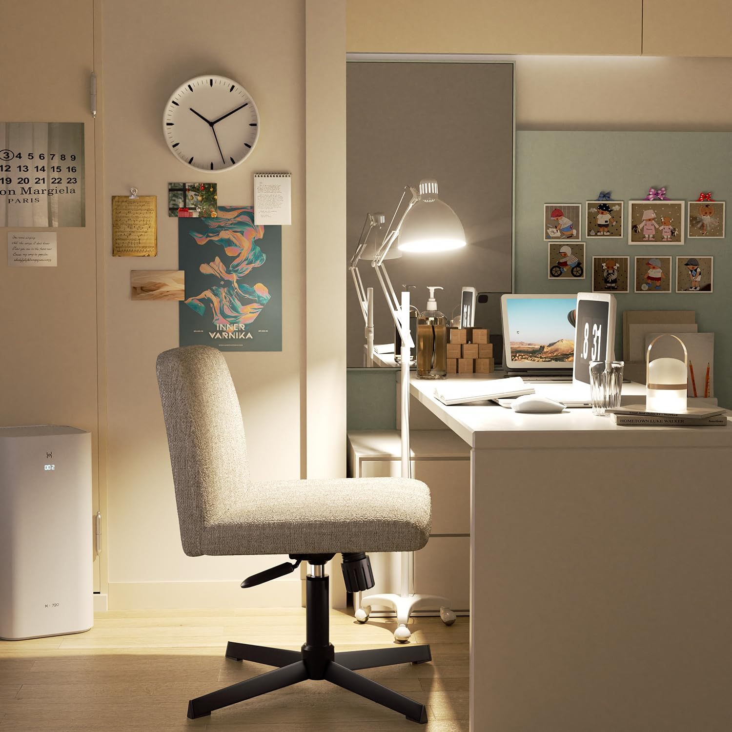 Foto 5 pulgar | Silla De Oficina Furniturer Alintoner Beige 57 X 49 X 74.5-87 Cm