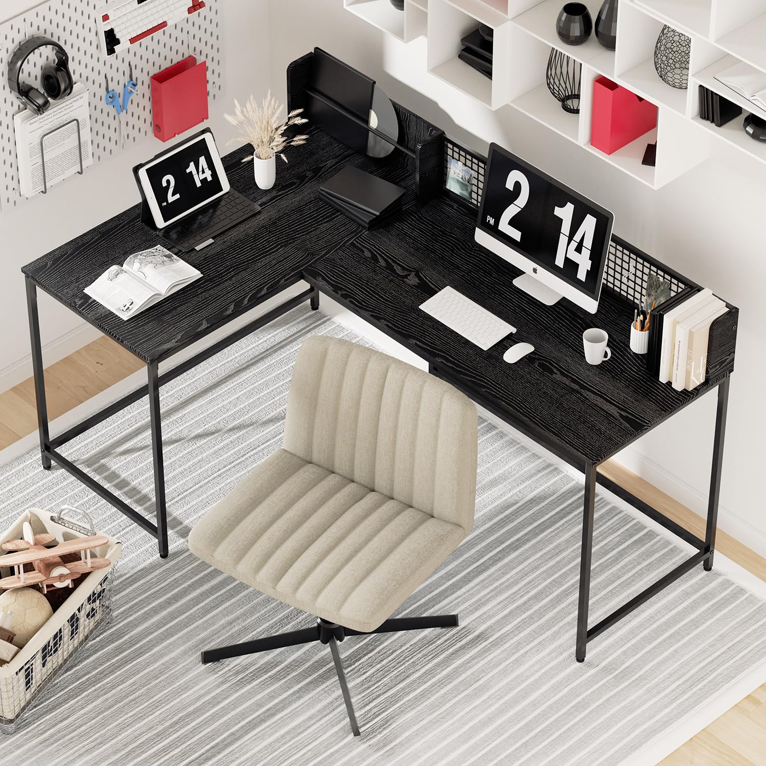 Foto 9 pulgar | Silla De Oficina Furniturer Alintoner Beige 57 X 49 X 74.5-87 Cm