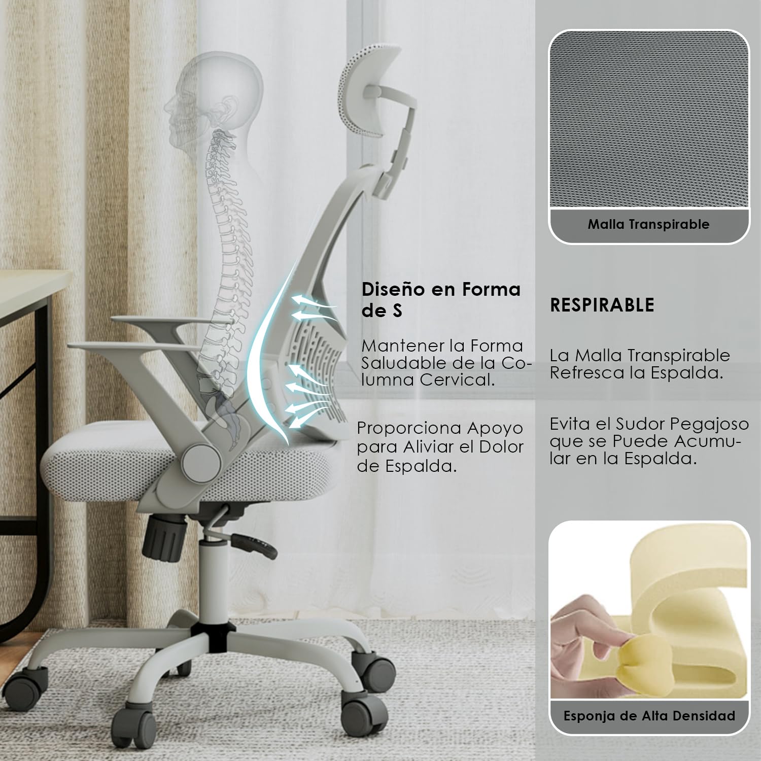 Foto 6 pulgar | Silla de Oficina Musie Gris