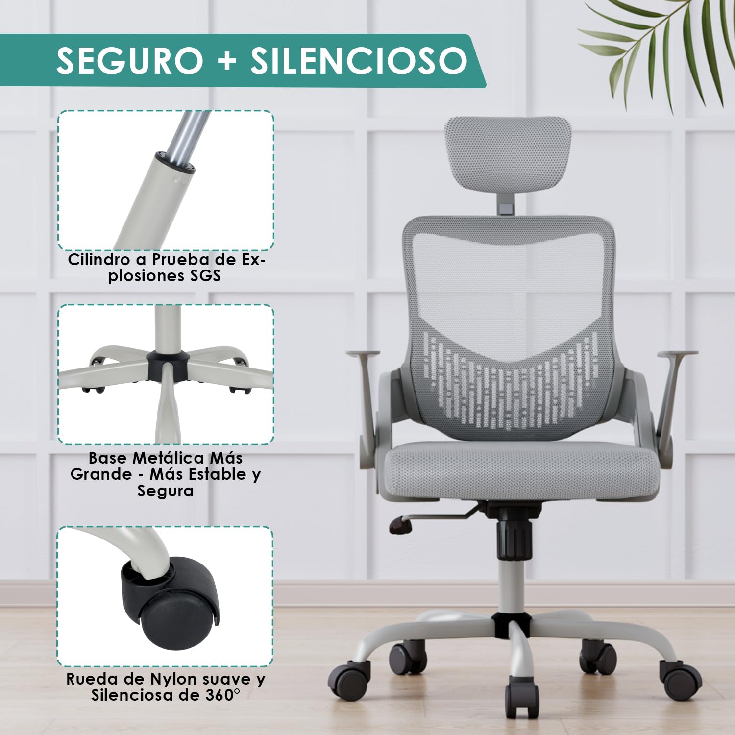 Foto 7 pulgar | Silla de Oficina Musie Gris