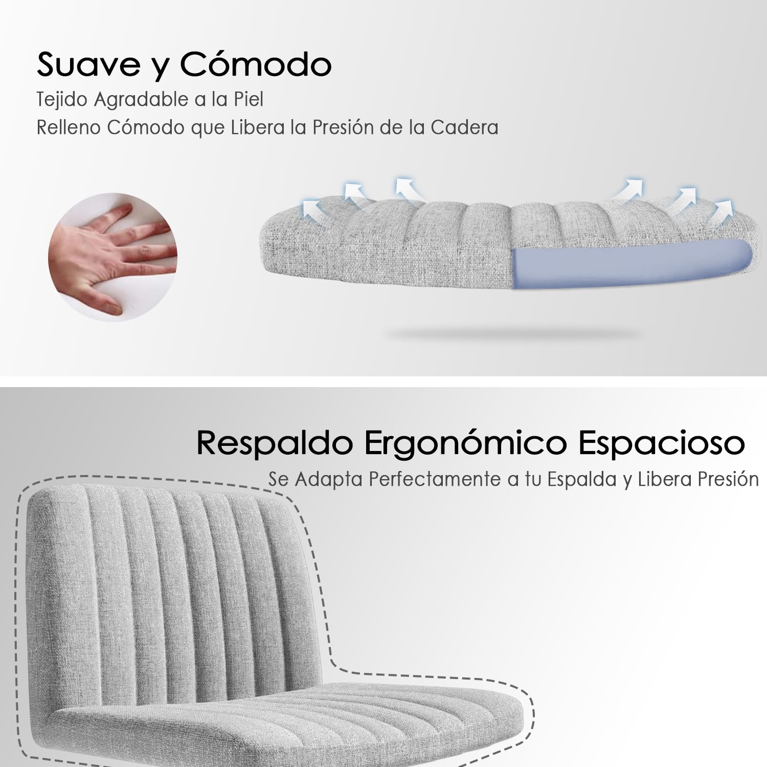 Foto 6 pulgar | Silla De Oficina Furniturer Alintoner Gris 57 X 49 X 74.5-87 Cm