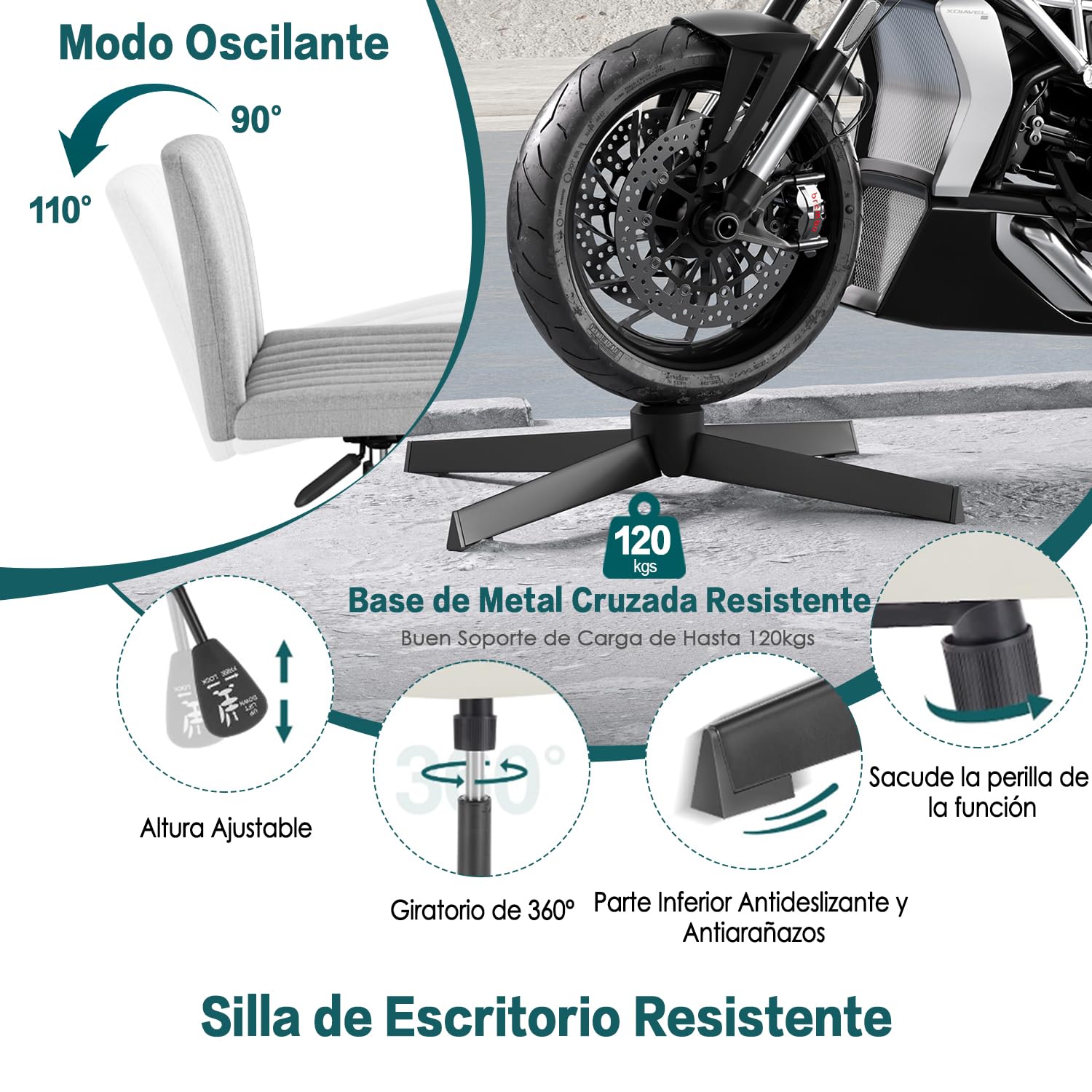 Foto 7 pulgar | Silla De Oficina Furniturer Alintoner Gris 57 X 49 X 74.5-87 Cm