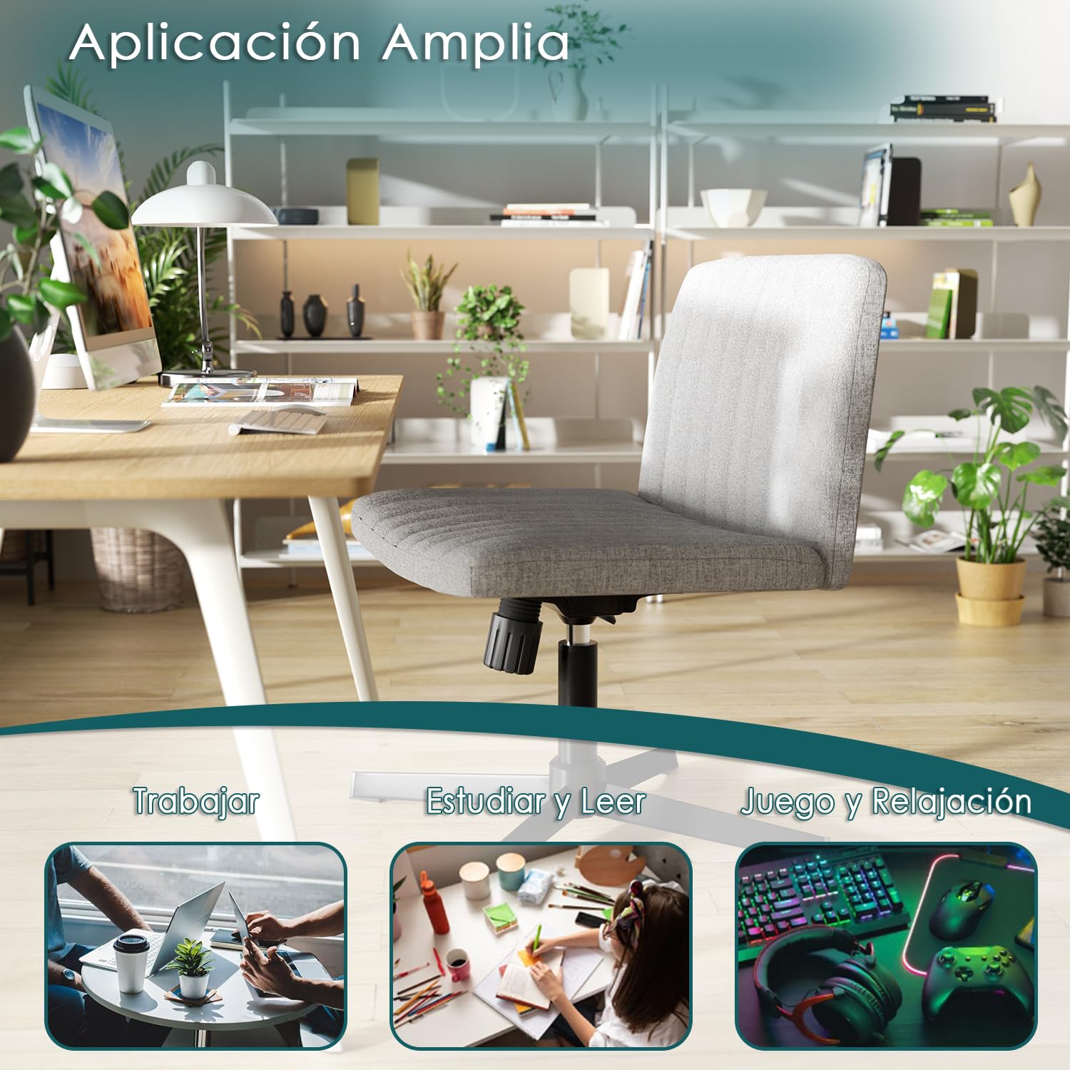 Foto 8 pulgar | Silla De Oficina Furniturer Alintoner Gris 57 X 49 X 74.5-87 Cm