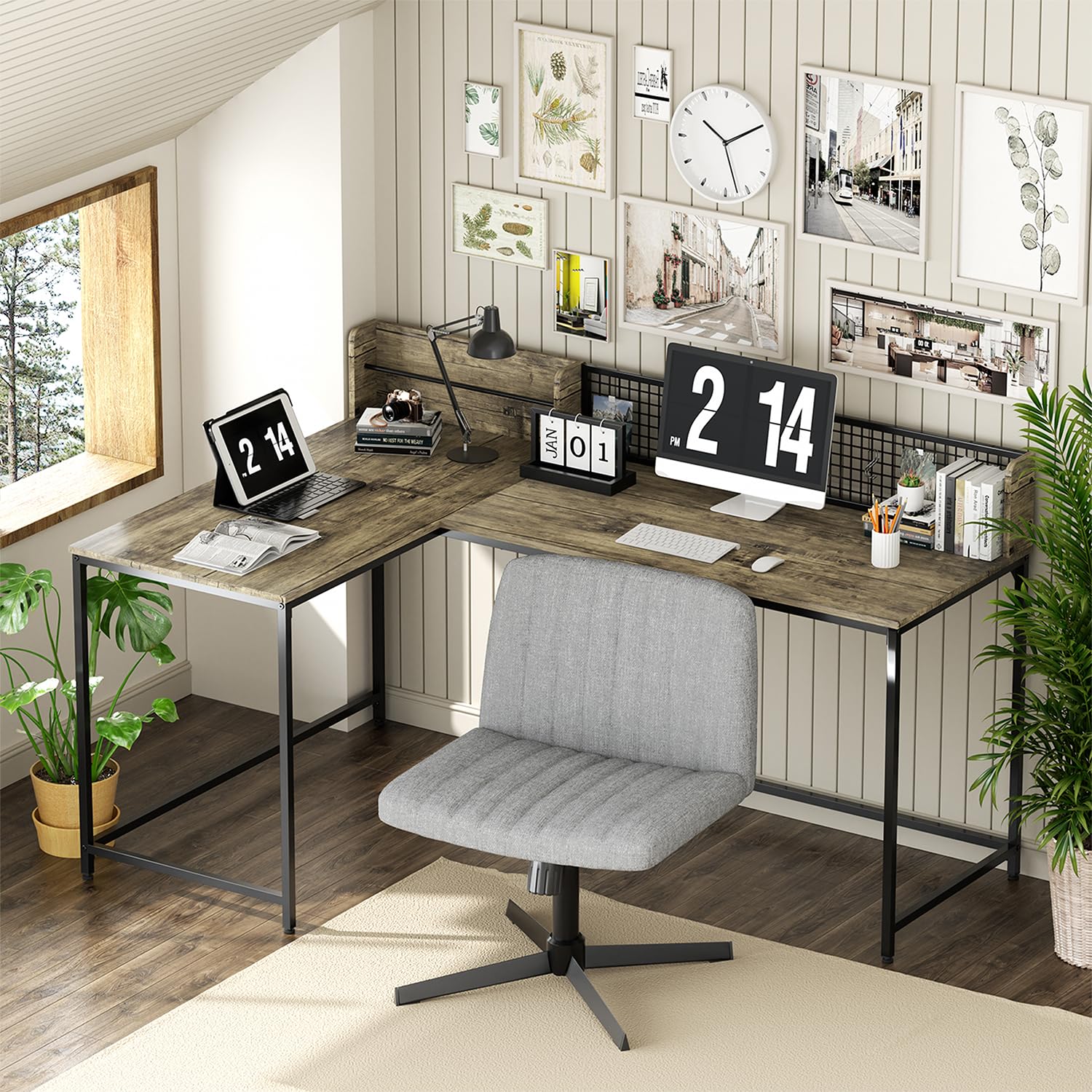 Foto 9 pulgar | Silla De Oficina Furniturer Alintoner Gris 57 X 49 X 74.5-87 Cm