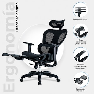 Foto 3 | Silla Ejecutiva Acteck Flux Pro Ec757 Ergonomica Reclinable 135° 136kg Reposabrazos 3d Reposapies Ne