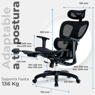 Foto 5 | Silla Ejecutiva Acteck Flux Pro Ec757 Ergonomica Reclinable 135° 136kg Reposabrazos 3d Reposapies Ne