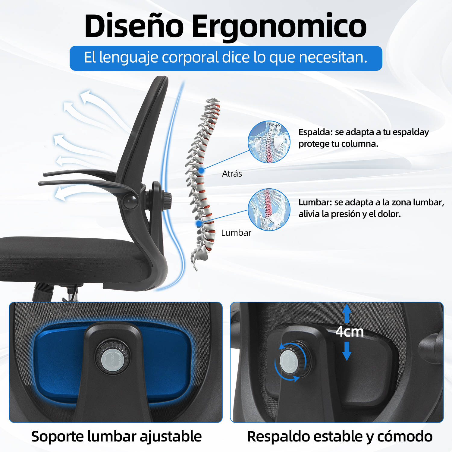 Foto 4 pulgar | Silla De Oficina Ergonómica Rola Negra