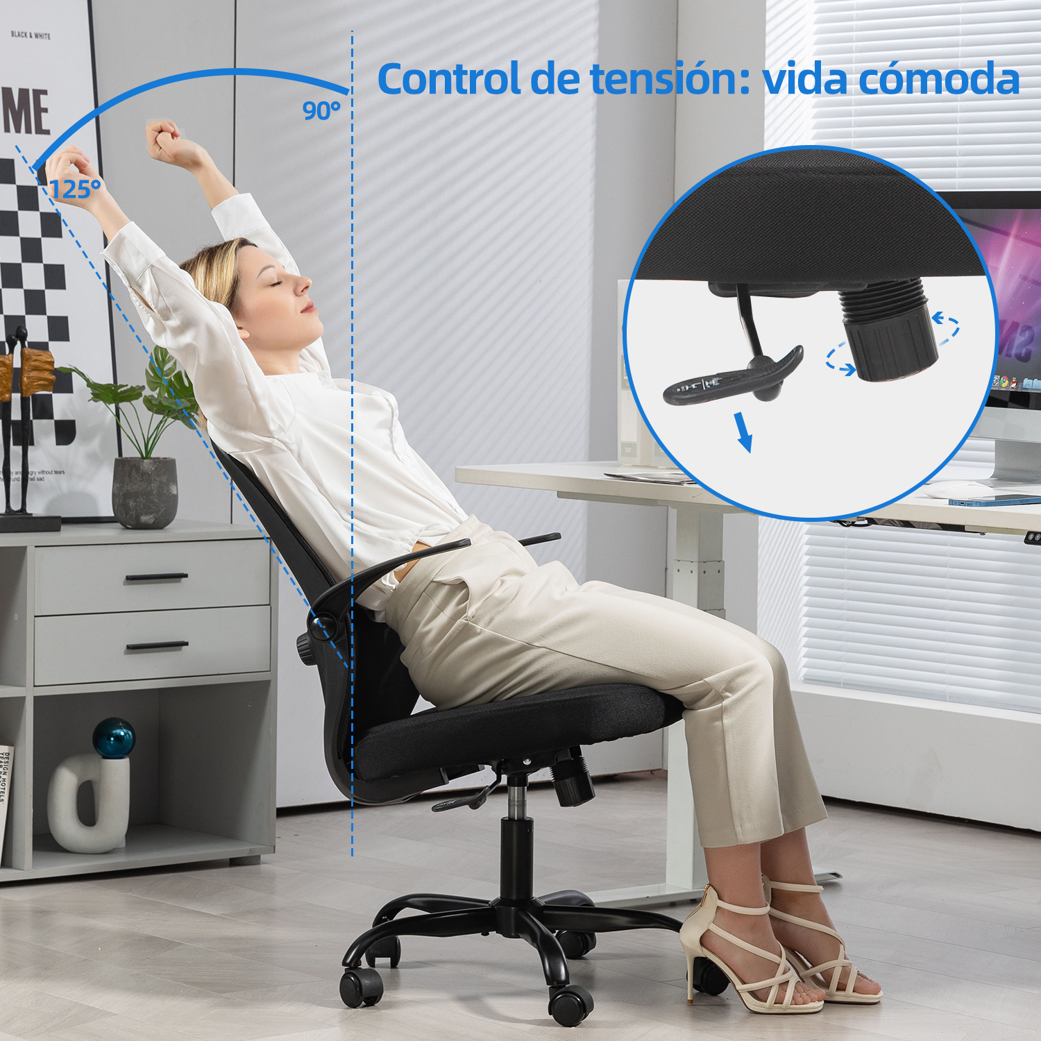 Foto 6 pulgar | Silla De Oficina Ergonómica Rola Negra