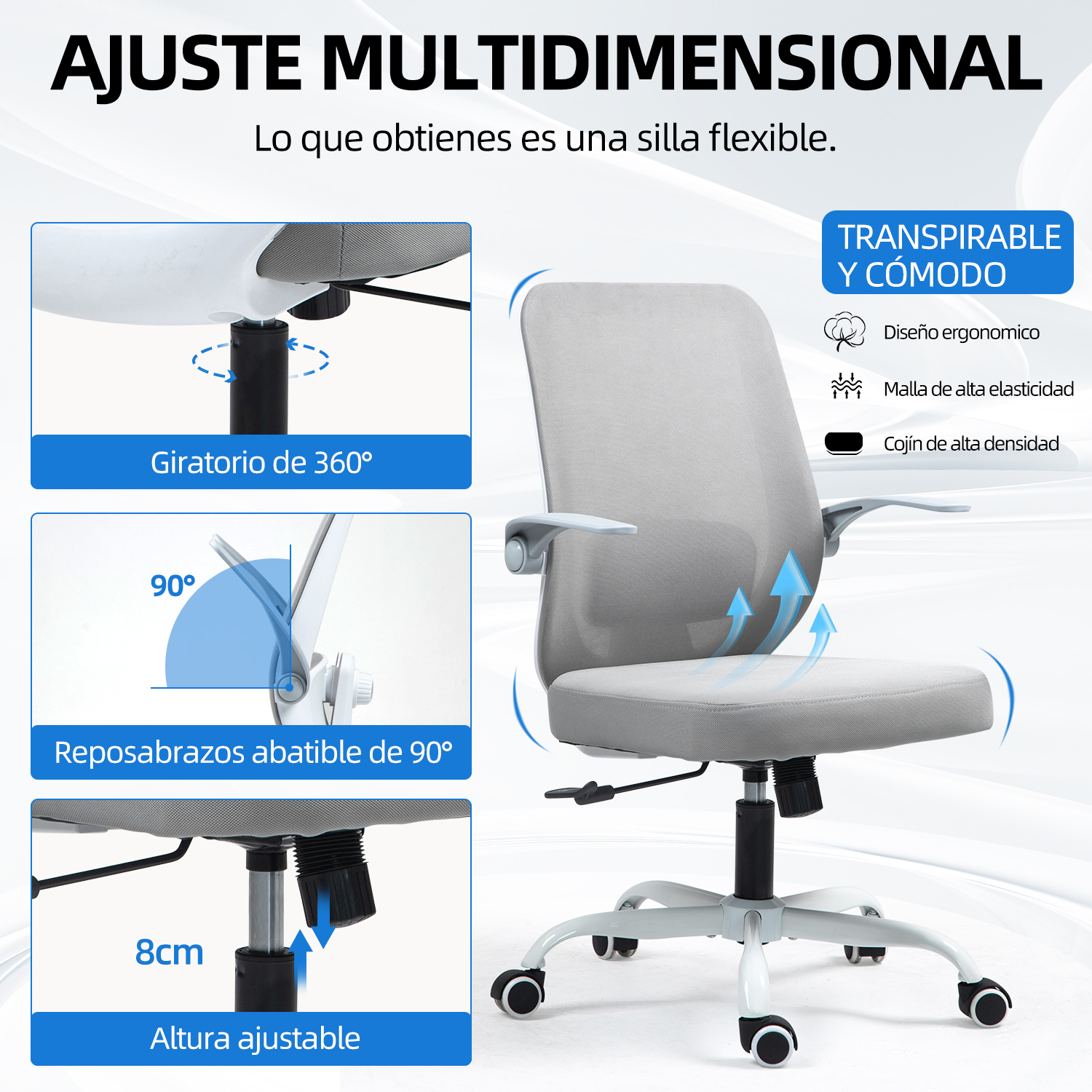 Foto 4 pulgar | Silla De Oficina Yatahome Ergonómica Rola Blanco