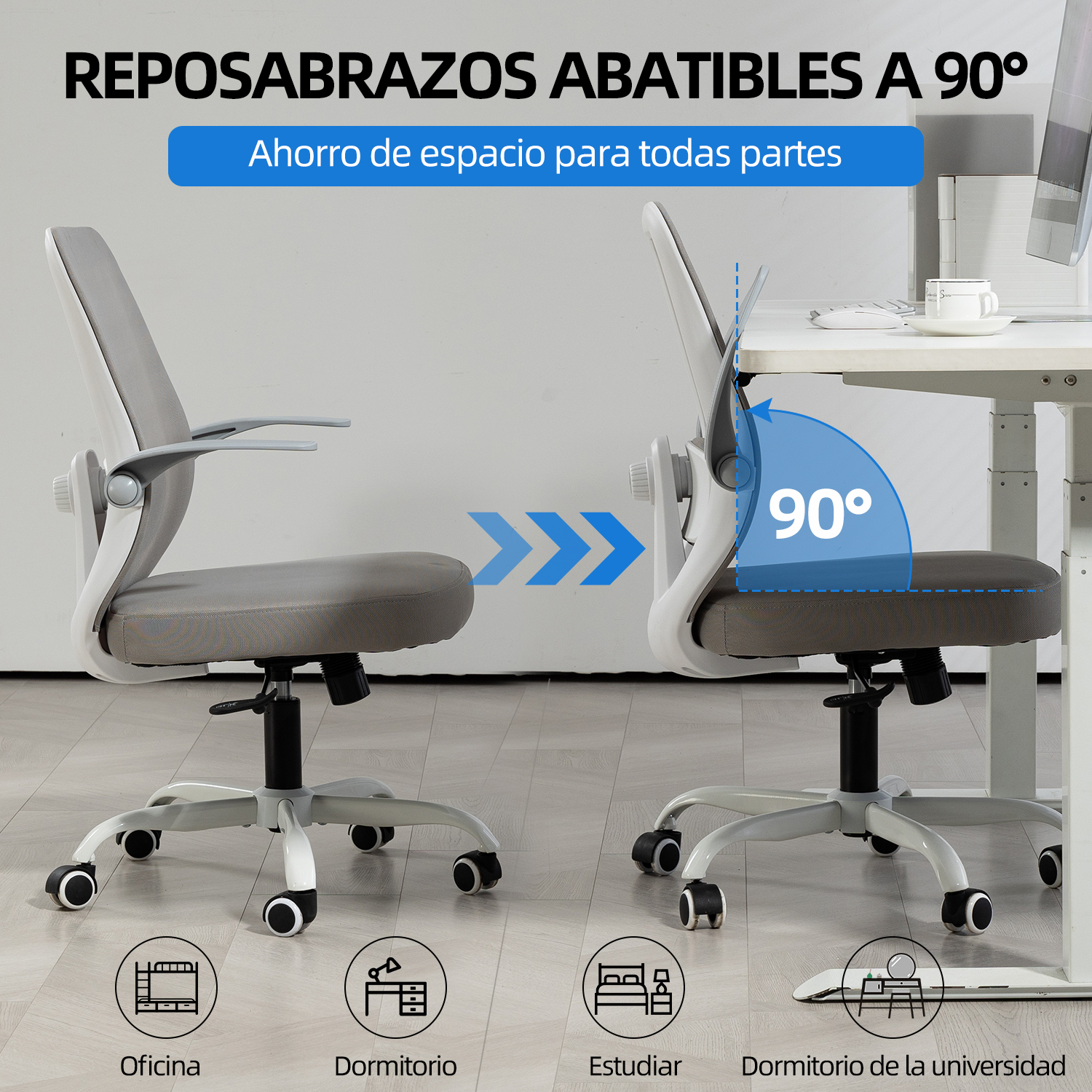 Foto 5 pulgar | Silla De Oficina Yatahome Ergonómica Rola Blanco