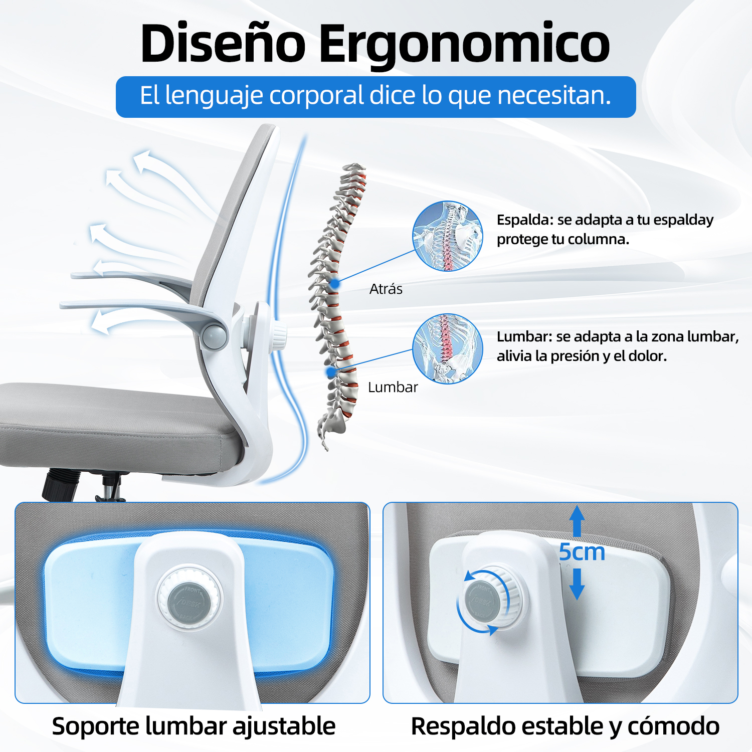 Foto 7 pulgar | Silla De Oficina Yatahome Ergonómica Rola Blanco