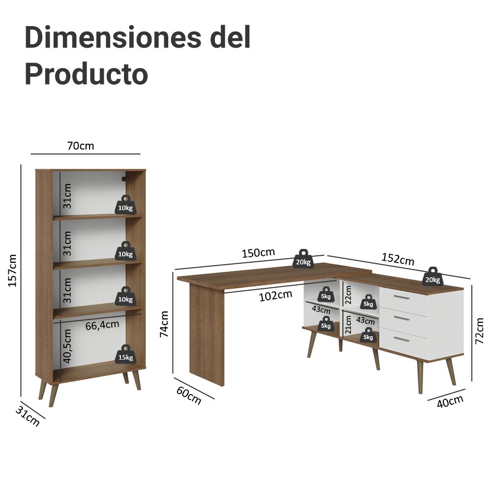 Foto 4 pulgar | Kit Oficina 2 Muebles Madesa Escritorio + Vitrina Multiuso MB