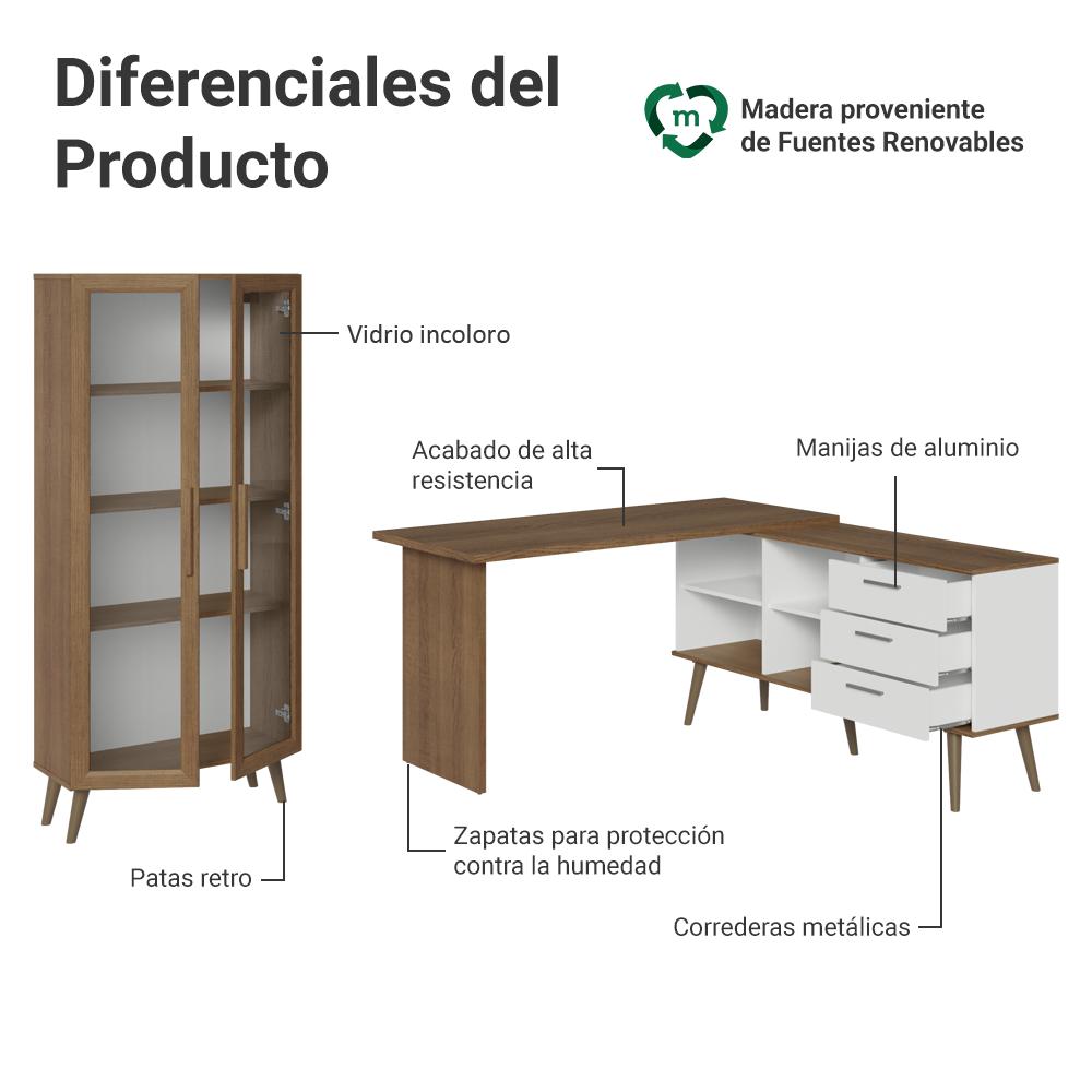 Foto 5 pulgar | Kit Oficina 2 Muebles Madesa Escritorio + Vitrina Multiuso MB