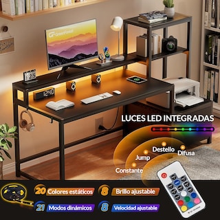Foto 1 | Escritorio Organizador Con Estantería Lateral Cajón Y Base Metálica Negra – Bossa Zeni