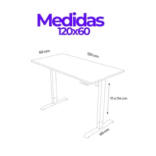 Foto 5 | Escritorio Ajustable Eléctrico Randu Base Negra 120x60 Mad. Oscura