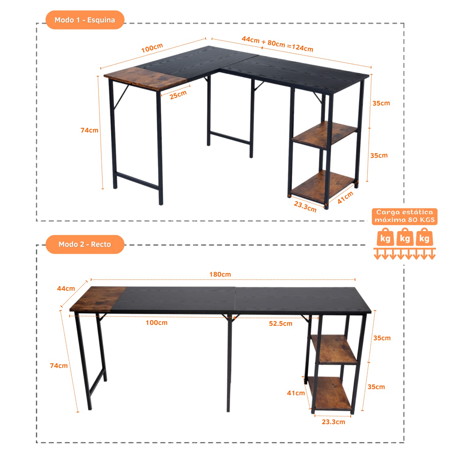 Foto 5 pulgar | Escritorio Para Computadora En Forma De L 168cm Gomyhome