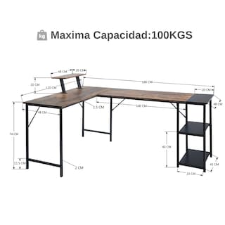 Foto 2 | Escritorio Para Computadora En Forma De L 168cm Gomyhome