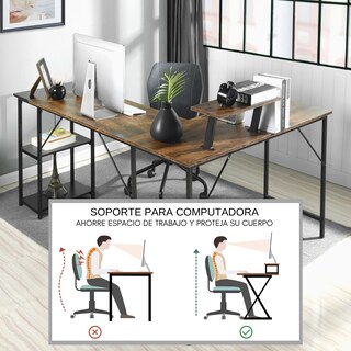 Foto 3 | Escritorio Para Computadora En Forma De L 168cm Gomyhome