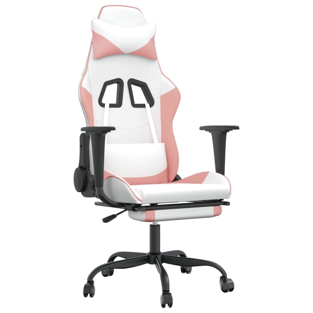 Foto 2 pulgar | Silla Para Videojuegos Vidaxl Ajustable De Piel Sintética Blanco/rosa - Venta Internacional.