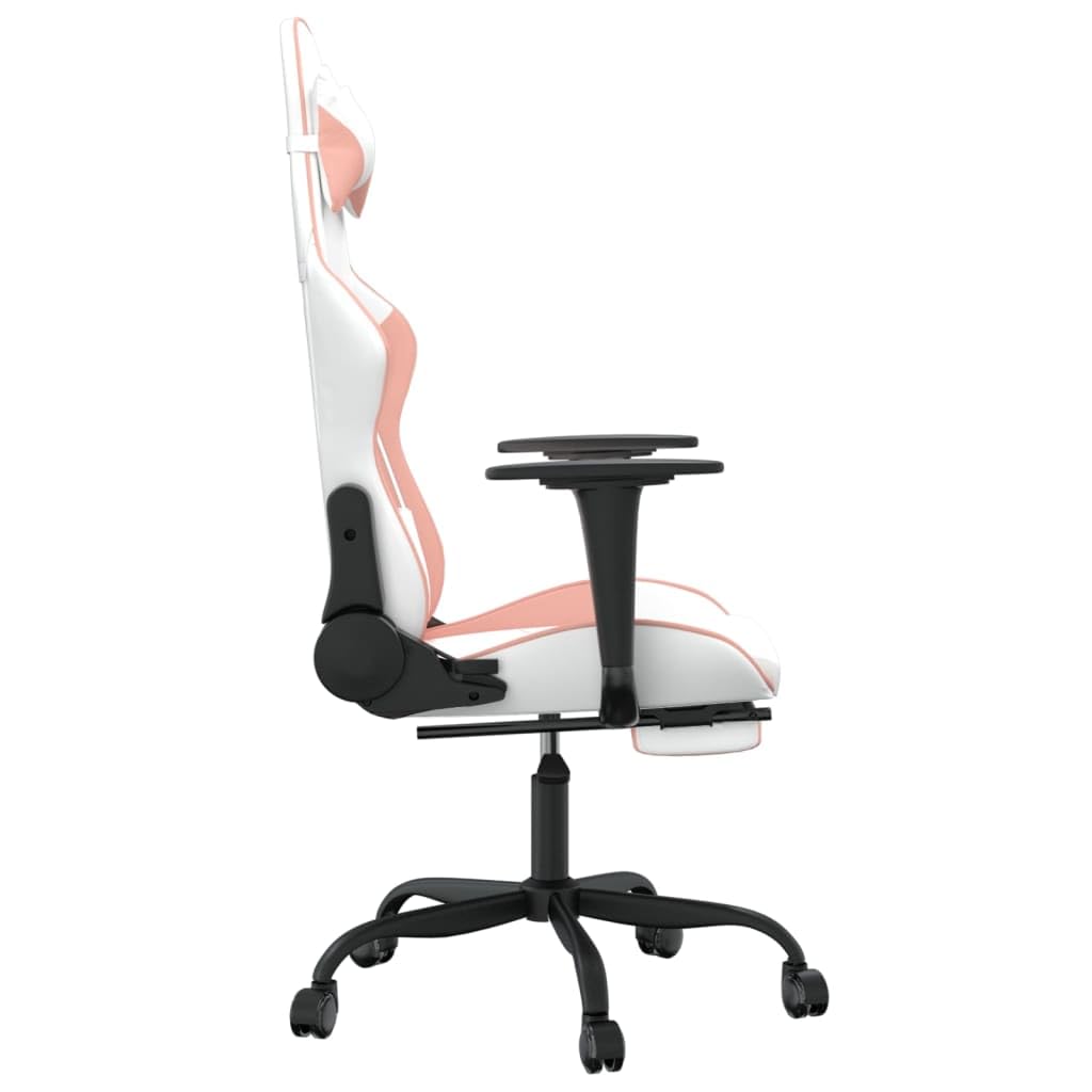 Foto 5 pulgar | Silla Para Videojuegos Vidaxl Ajustable De Piel Sintética Blanco/rosa - Venta Internacional.