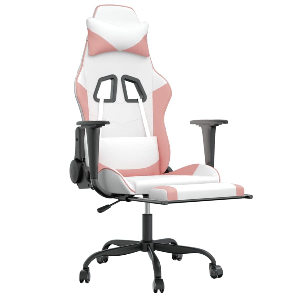 Foto 7 pulgar | Silla Para Videojuegos Vidaxl Ajustable De Piel Sintética Blanco/rosa - Venta Internacional.