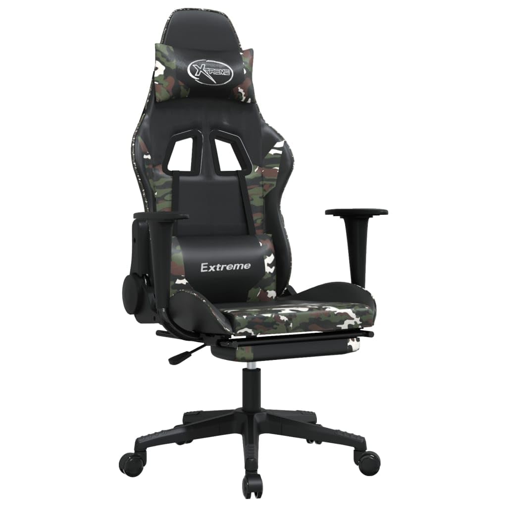 Foto 2 pulgar | Silla Para Videojuegos Vidaxl Ajustable Con Reposapiés  Camuflaje Negro - Venta Internacional.