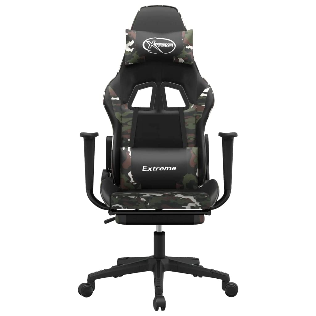Foto 4 pulgar | Silla Para Videojuegos Vidaxl Ajustable Con Reposapiés  Camuflaje Negro - Venta Internacional.
