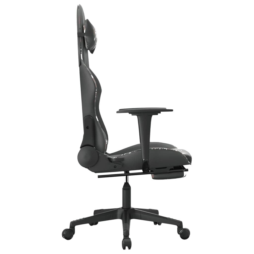 Foto 4 | Silla Para Videojuegos Vidaxl Ajustable Con Reposapiés  Camuflaje Negro - Venta Internacional.