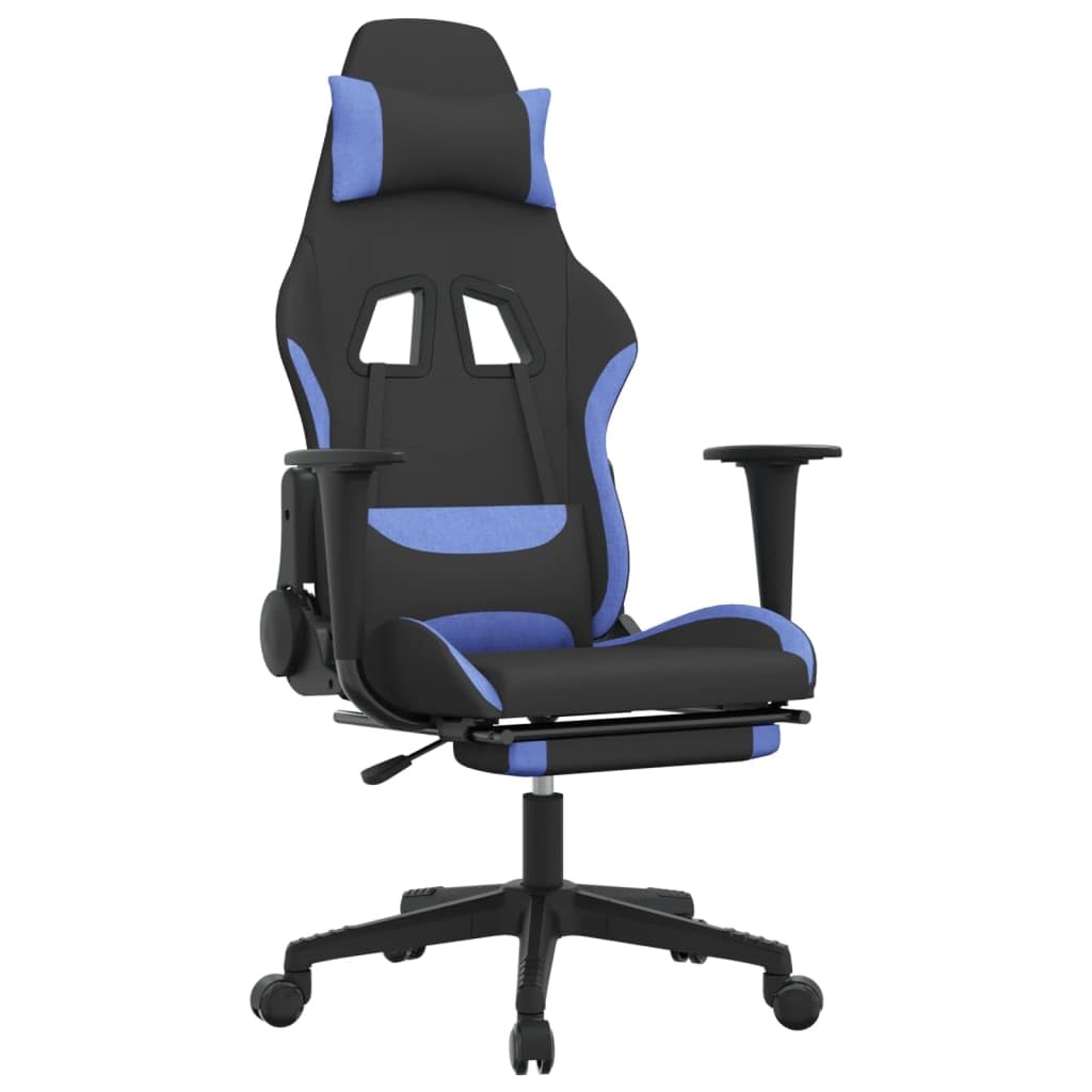 Foto 1 | Silla Gaming Vidaxl Ajustable Con Reposapiés De Tela Negro/azul - Venta Internacional.