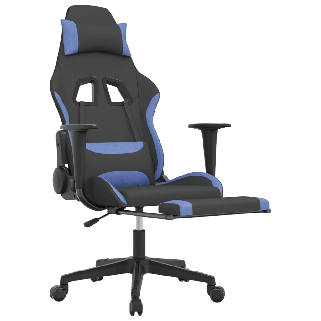 Foto 7 pulgar | Silla Gaming Vidaxl Ajustable Con Reposapiés De Tela Negro/azul - Venta Internacional.