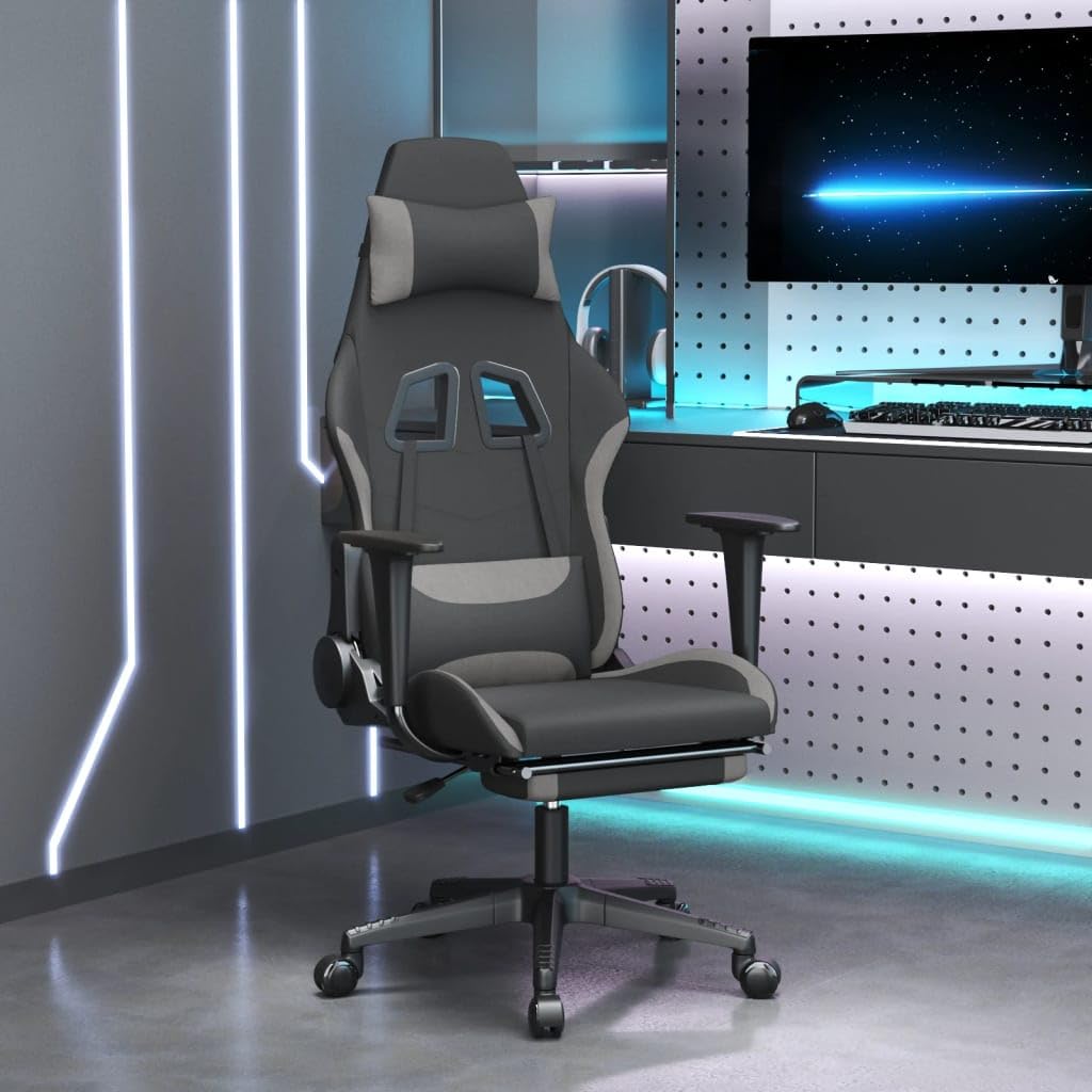 Foto 3 pulgar | Silla Para Videojuegos Vidaxl De Tela Con Reposapiés Y Respaldo Ajustable - Venta Internacional.