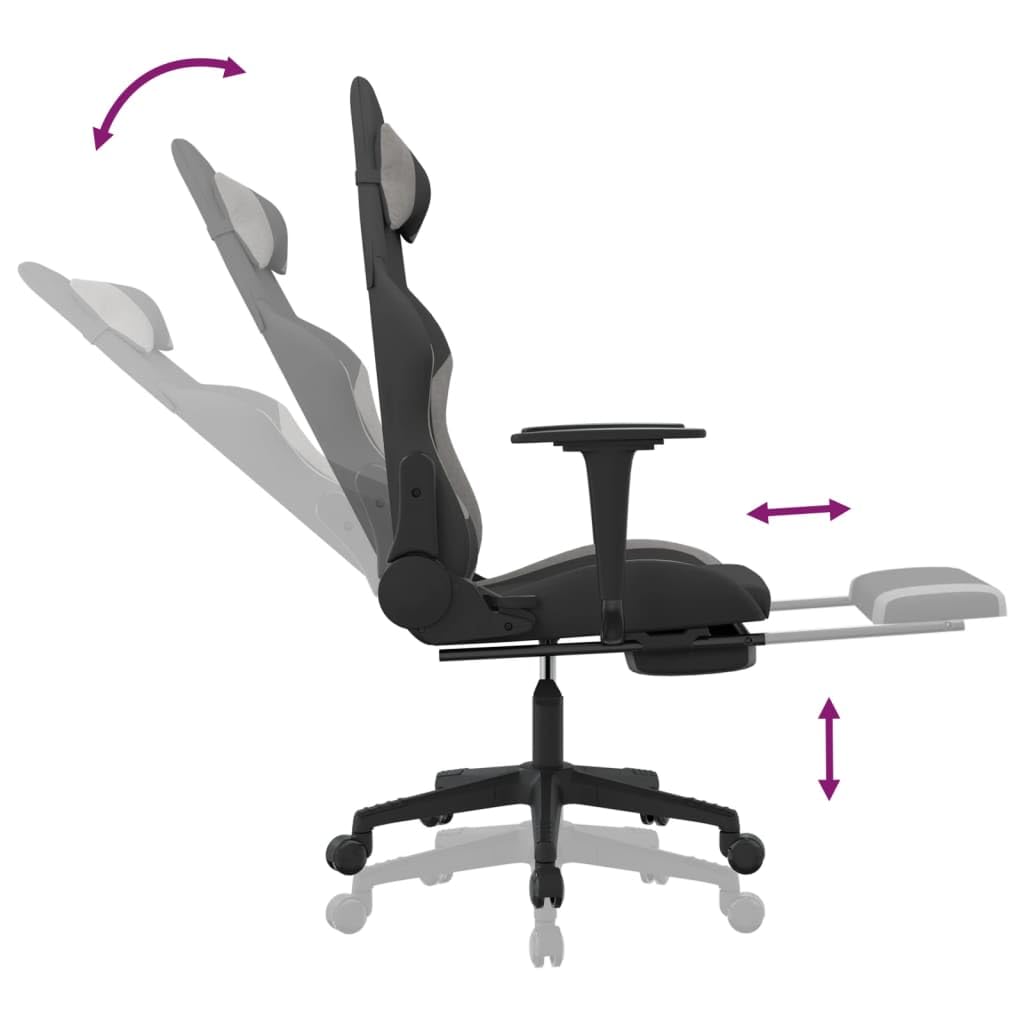 Foto 8 pulgar | Silla Para Videojuegos Vidaxl De Tela Con Reposapiés Y Respaldo Ajustable - Venta Internacional.