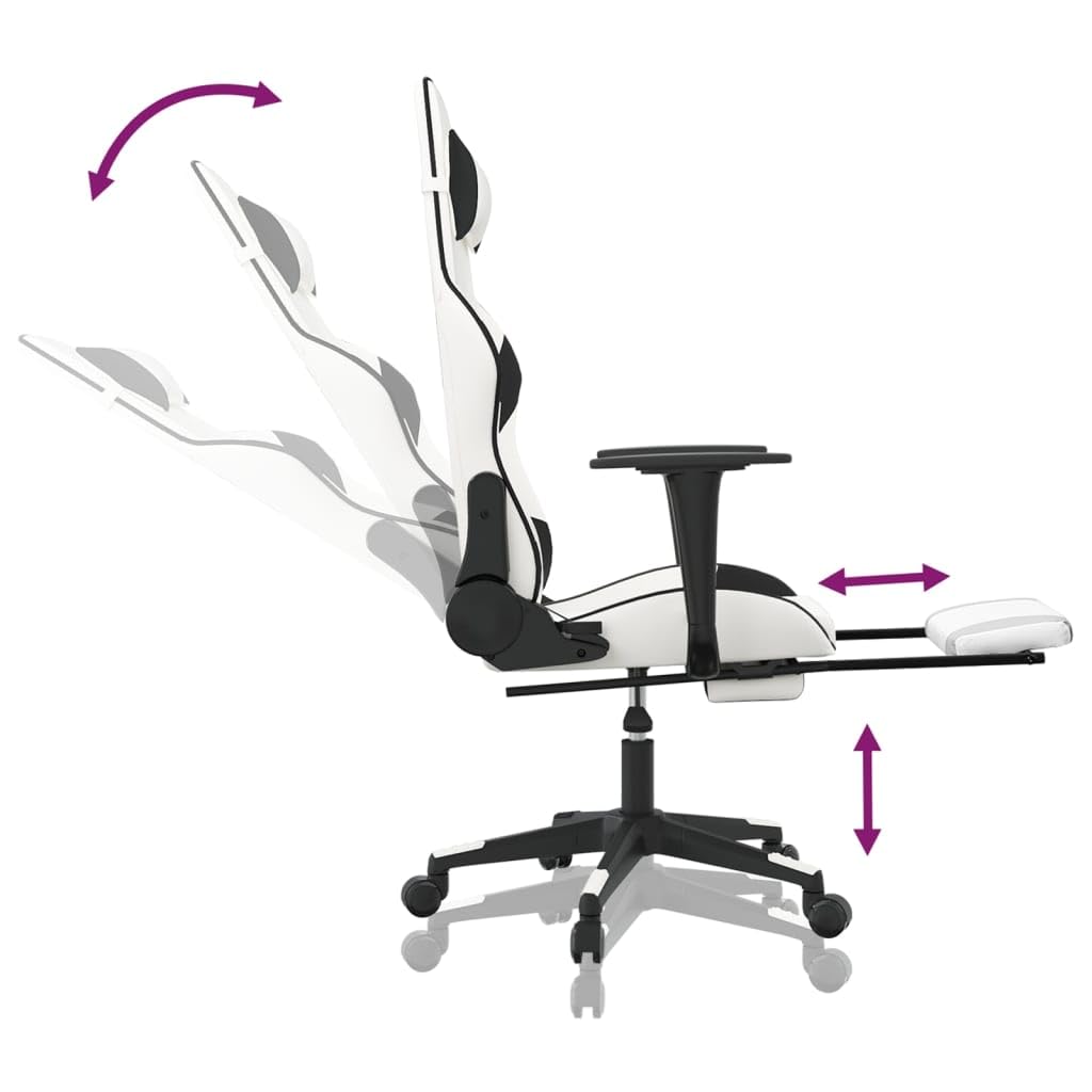 Foto 8 pulgar | Silla Para Videojuegos Vidaxl Ajustable Con Reposapiés De Piel Sintética - Venta Internacional.