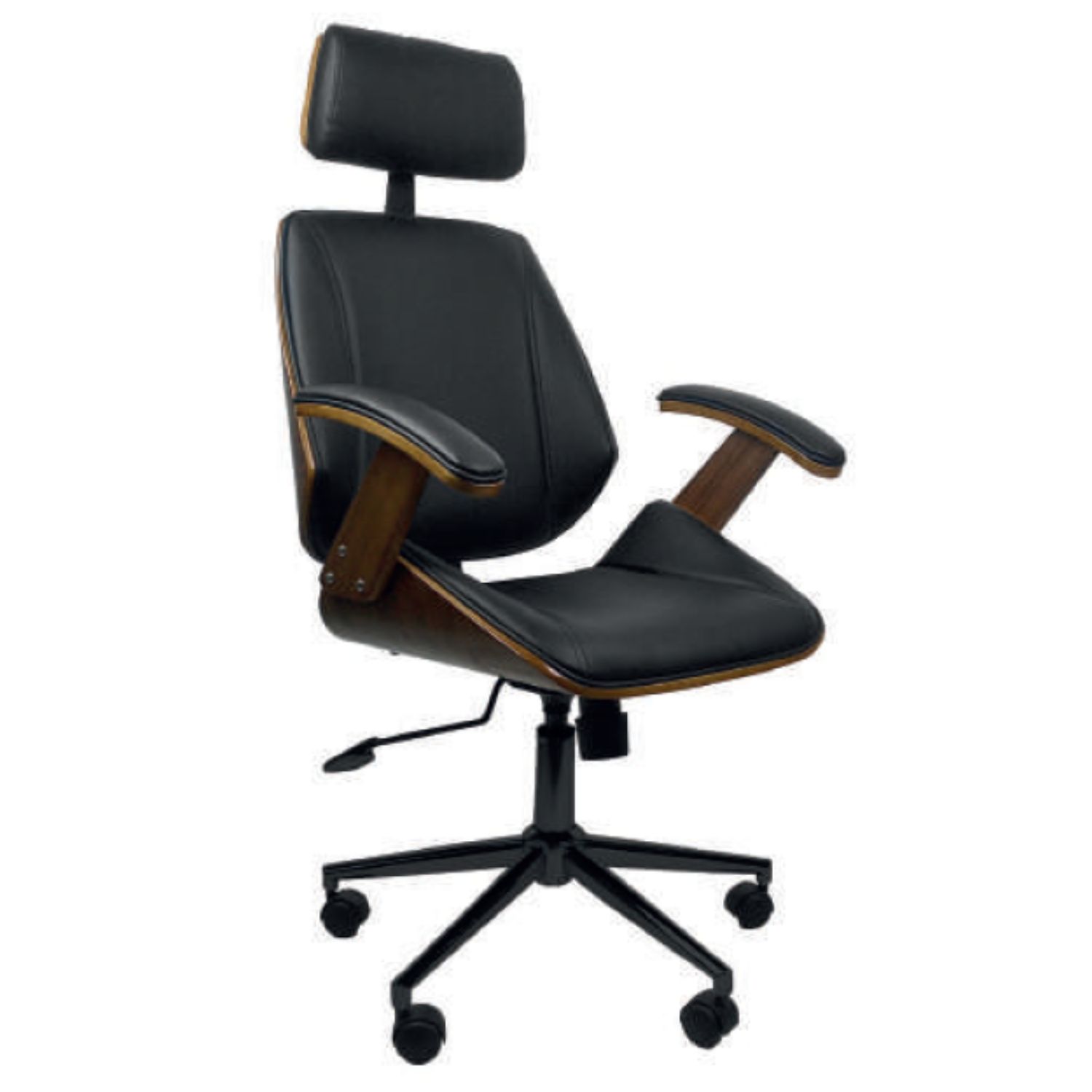 Foto 2 pulgar | Silla Office Color Negro Con Nogal Americano