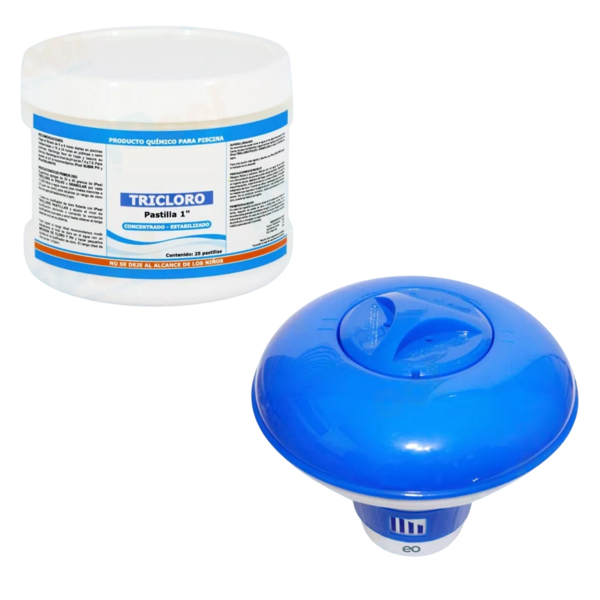 Clorador Flotante Chico para Alberca + 25 Pastillas Cloro Eo Safe Imports ESI-15448-1 Azul
