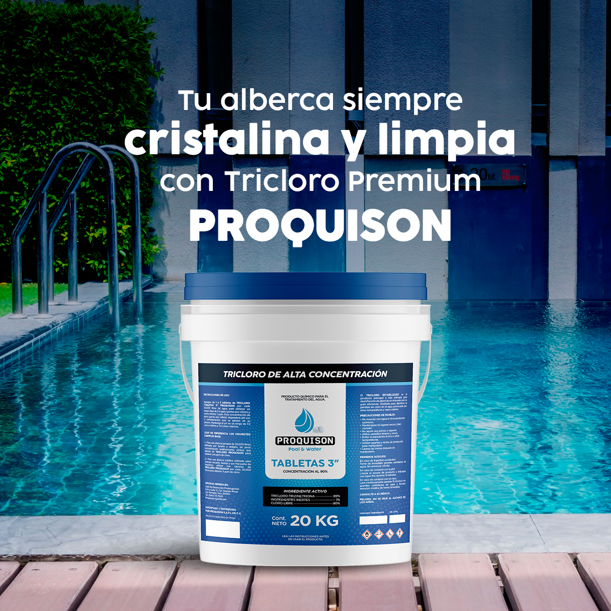 Foto 3 | Cloro Para Alberca 20 Kg Tabletas 3 Pulgadas Proquison 90%