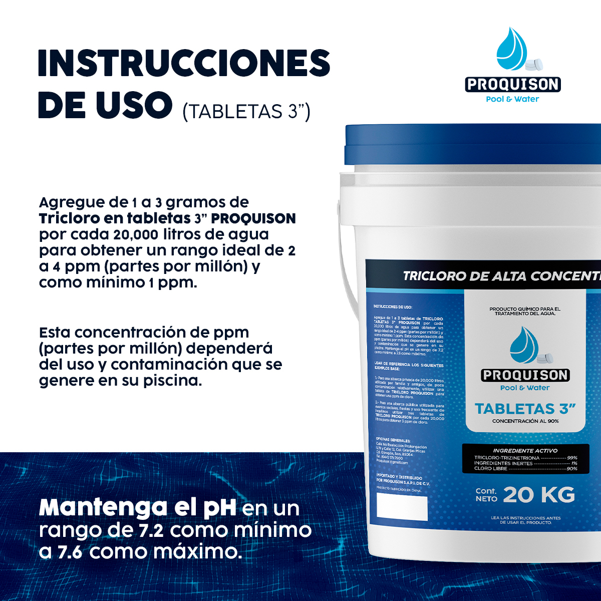 Foto 6 | Cloro Para Alberca 20 Kg Tabletas 3 Pulgadas Proquison 90%