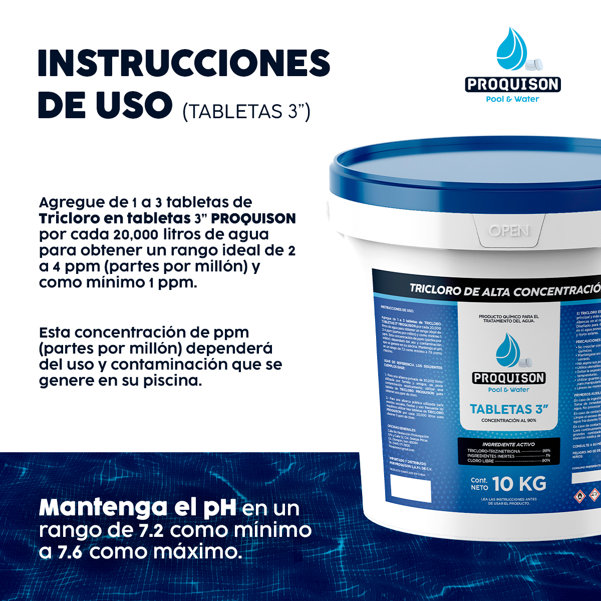 Foto 5 | Cloro para Alberca 10 Kg Tabletas 3 Pulgadas Proquison 90%