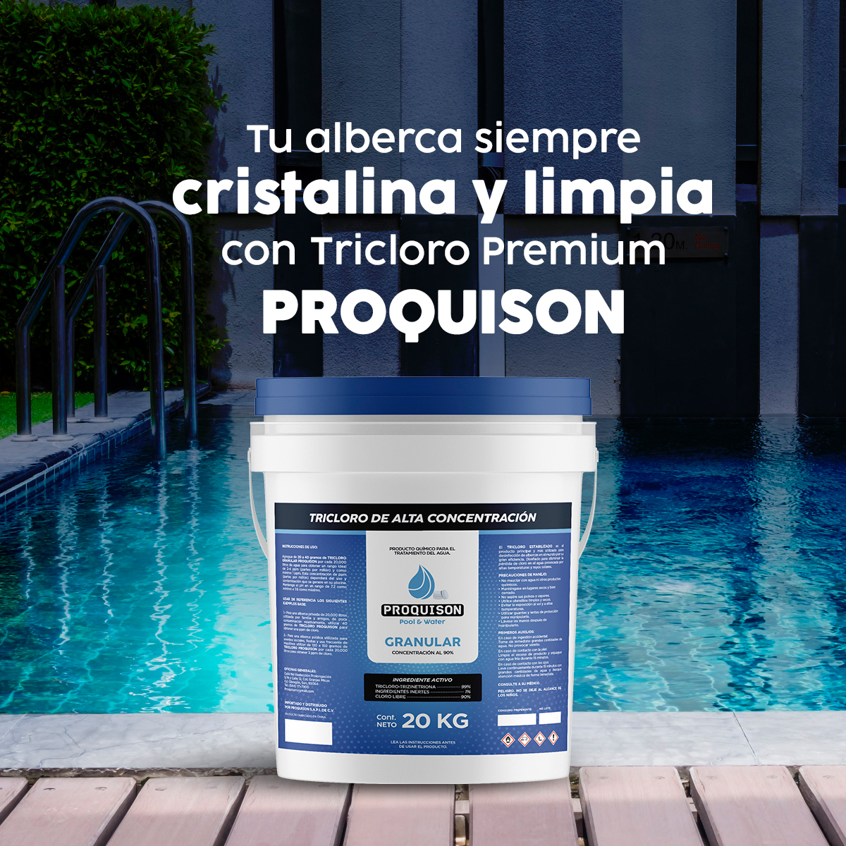 Foto 3 | Cloro Para Alberca Granular 20 Kg Proquison 90% Desinfección