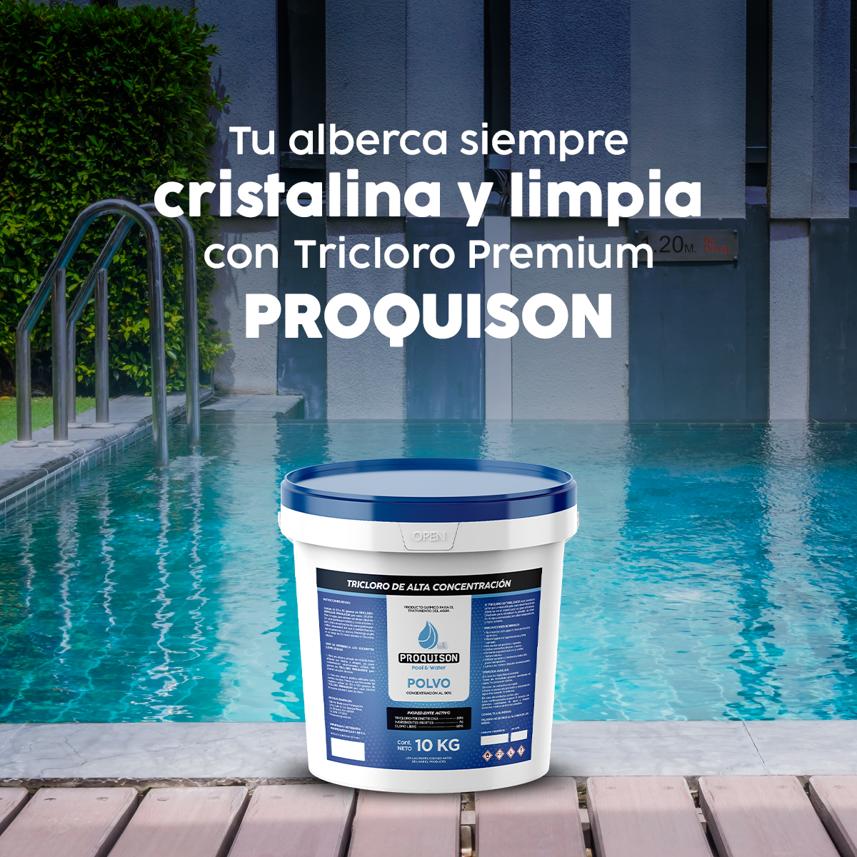 Foto 2 | Cloro Para Alberca En Polvo 10 Kg Proquison 90% Desinfección