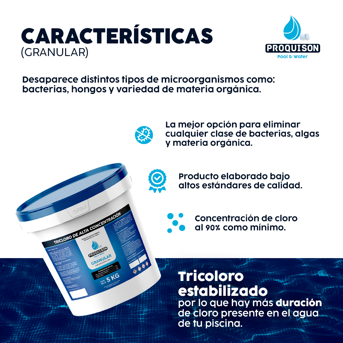 Foto 5 pulgar | Cloro Para Alberca Granular 5 Kg Proquison 90% Desinfección