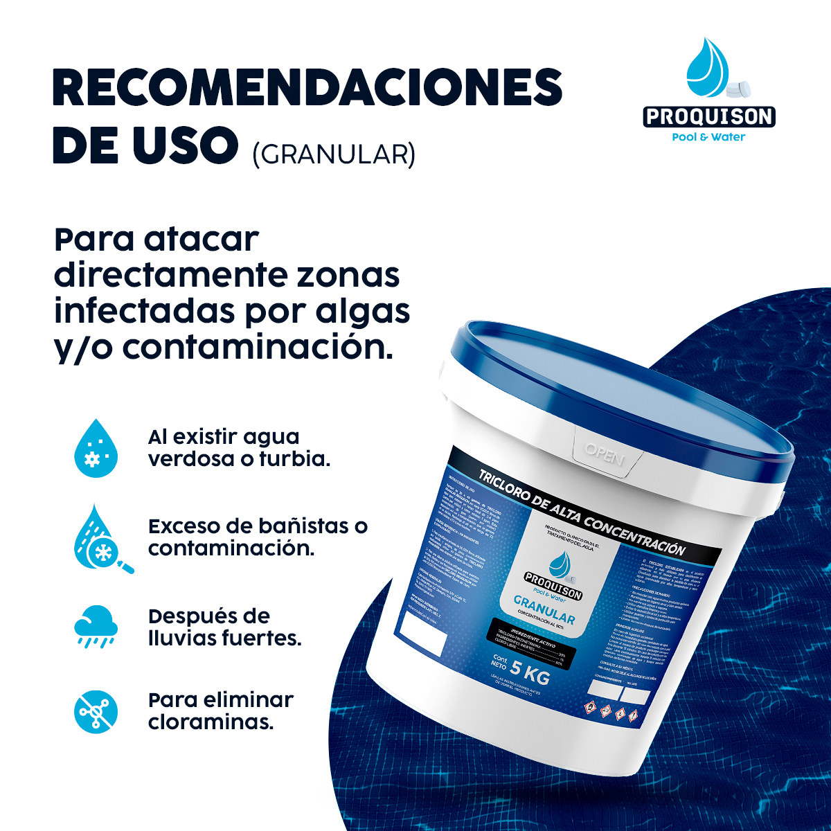 Foto 6 | Cloro Para Alberca Granular 5 Kg Proquison 90% Desinfección