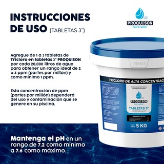 Foto 5 | Cloro para Alberca 5 Kg Tableta de 3 Pulgadas Proquison 90%
